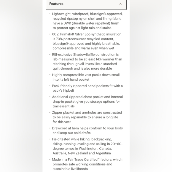 REI Coop Flash Insulated Vest Rustic Gold Women's Medium - Picture 8 of 9